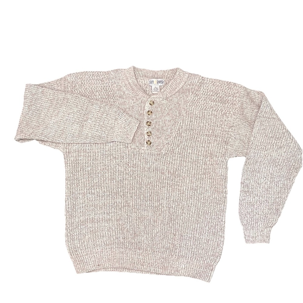 Vintage 90's Sun River Chunky Knit Button Up Sweater XL Men's Grandpa Fisherman
